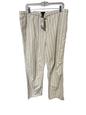 H&M Cream Pinstripe Drawstring Cotton Pants